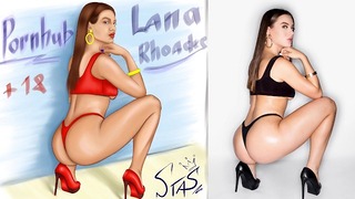 A legjobb színésznő rajongói művészete Lana Rhoades (a képkocka a Blacked videóból származik)