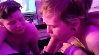 Step Stepsister And Step Cousin Suck Cock. Guess Who Swallows