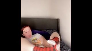Kora Nox-Stepbro Walks In! And Im Drilling Myself On His Bed!