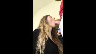 Seaky Slut Blows Stepdad In Parents Bedroom