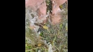 Wet And Sensual Foot Fetish Outdoor By Naughty Pissy Stepsister