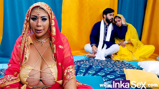 Chudai – Busty Indian stepmom fucks her stepdaughter’s boyfriend and leaves her pussy full of milk.