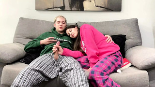 Handjob Cum Compilation – Little Step Sister Jerking Off Step Brother Big Dick For Cumshot